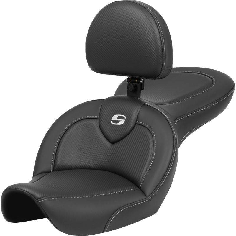SADDLEMEN Roadsofa* Seat – with Backrest – Carbon Fiber – FXDWG ’96-’23 896-05-185BR