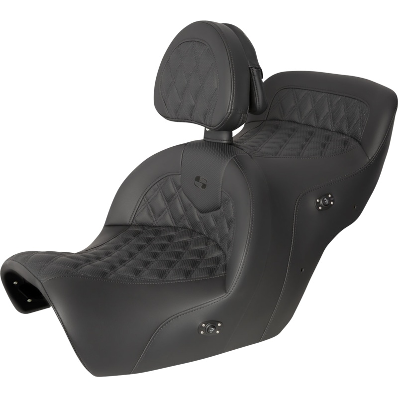 SADDLEMEN RoadSofa* Seat – with Backrest – Full Lattice Stitch – Black – Heated – GL1500 ’88-’00 H88-07-182BRHCT