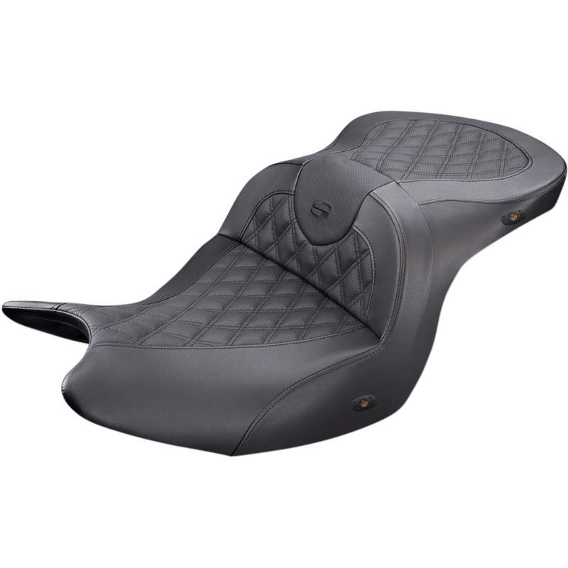 SADDLEMEN Roadsofa* Seat – Without Backrest – Full Lattice Stitch – Black – Heated – GL H18-07-182HCT