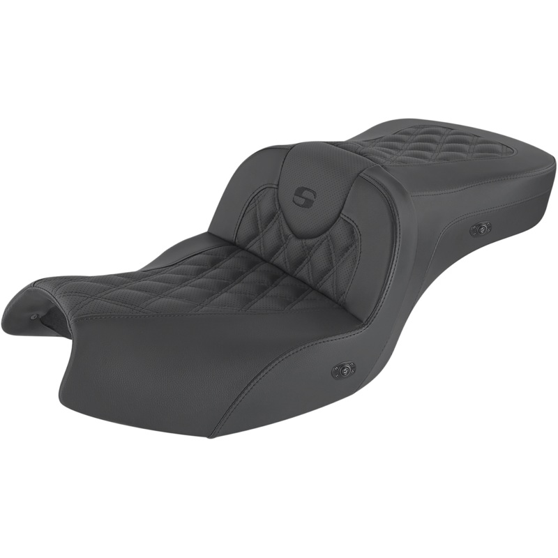 SADDLEMEN Roadsofa* Seat – Without Backrest – Full Lattice Stitch – Black – Heated – GL I20-06-182HCT