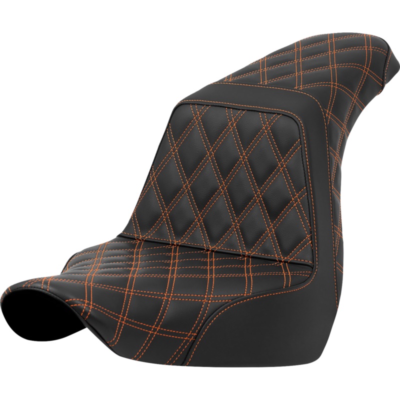 SADDLEMEN Step-Up Seat – Full Lattice Stitch – Orange Stitch – FXLR/FLSB ’18-’21 A818-29-175ORA