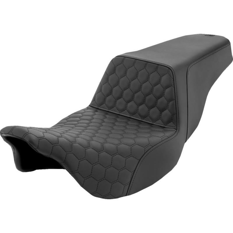 SADDLEMEN Step-Up Seat – Honeycomb – Black Stitching – FL ’08-’23 808-07B-177