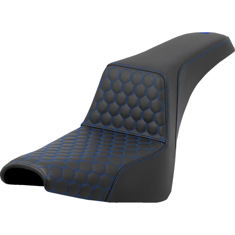 SADDLEMEN Step-Up Seat – Honeycomb – Blue Stitching – FXBB/FXST ’18-’23 A818-30-177BLU