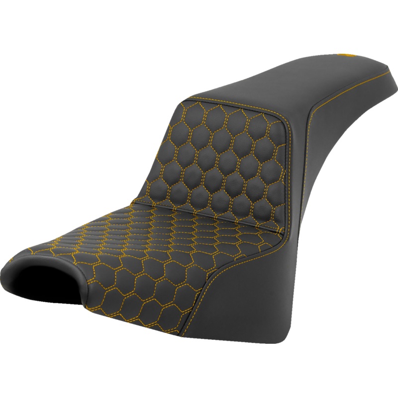 SADDLEMEN Step-Up Seat – Honeycomb – Gold Stitching – FXBB/FXST ’18-’23 A818-30-177GOL