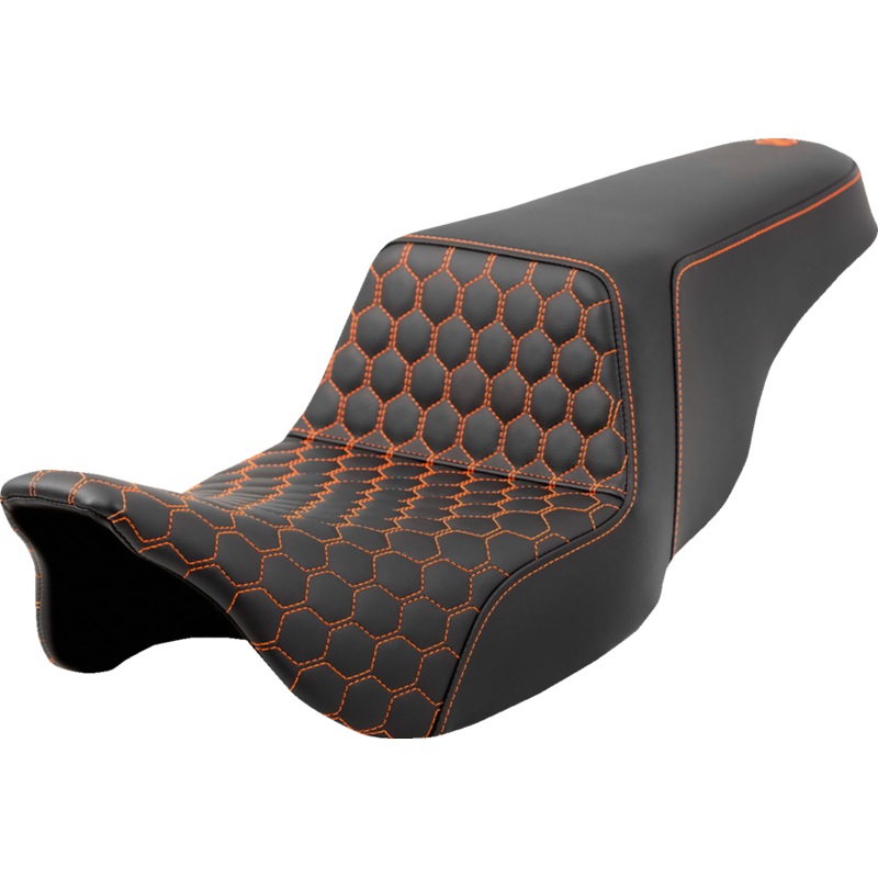SADDLEMEN Step-Up Seat – Honeycomb – Orange Stitching – FL ’08-’23 A808-07B-177ORA