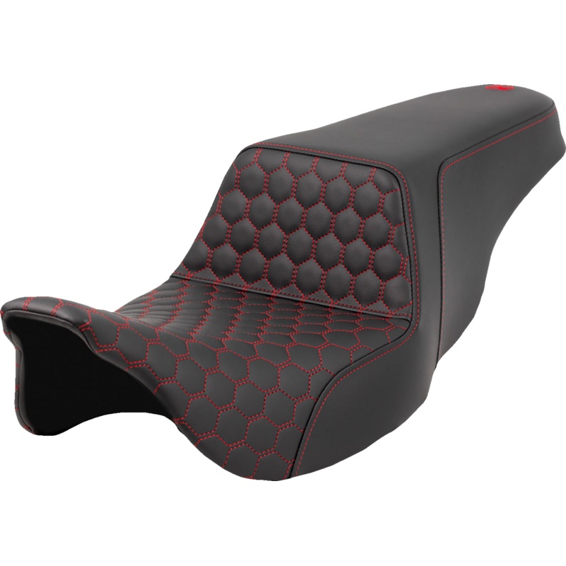 SADDLEMEN Step-Up Seat – Honeycomb – Red Stitching – FL ’08-’23 A808-07B-177RED
