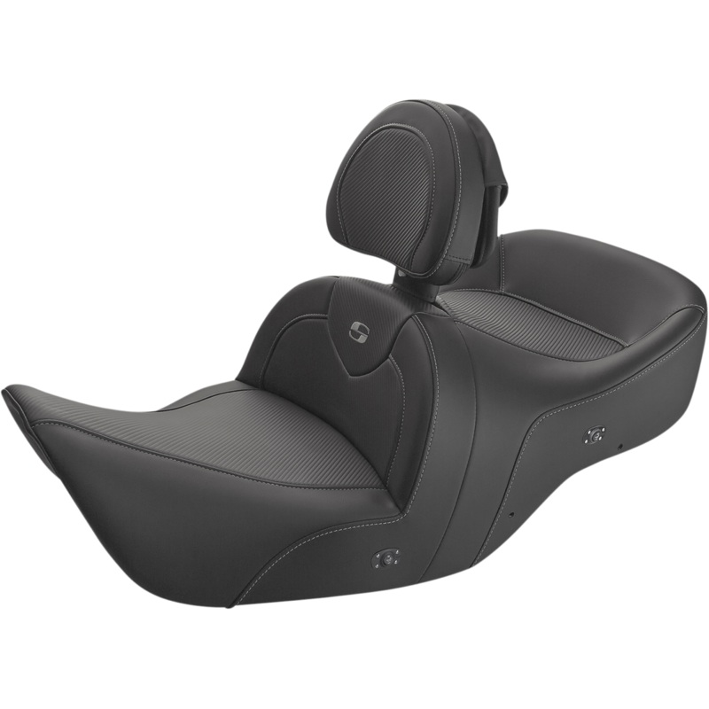 SADDLEMEN Heated Roadsofa* Seat – Carbon Fiber – Includes Backrest – Black – GL H01-07-185BRHCT