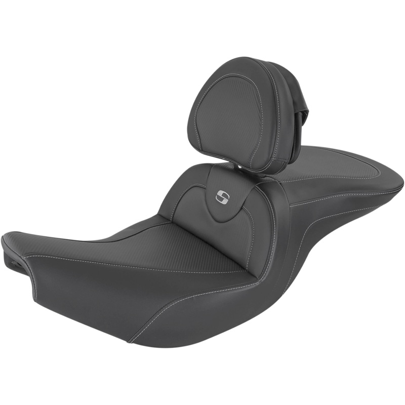 SADDLEMEN Heated Roadsofa* Seat – Carbon Fiber – Includes Backrest – Black – Indian I14-07-185BRHCT