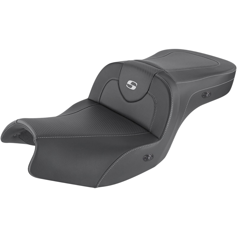 SADDLEMEN Heated Roadsofa* Seat – Carbon Fiber – Without Backrest – Black – Indian I20-06-185HCT