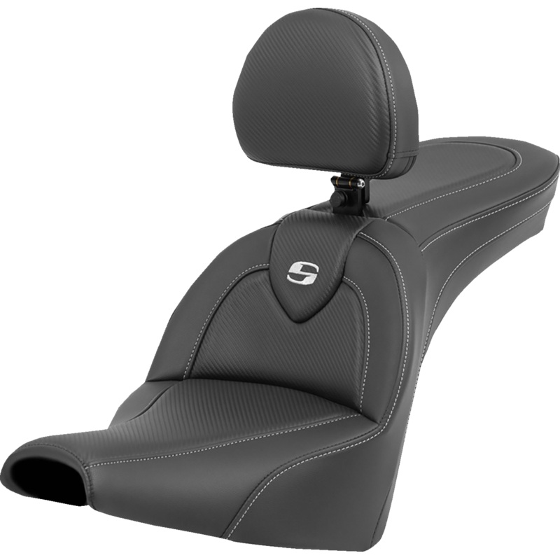 SADDLEMEN Roadsofa* Carbon Fiber Seat – Carbon Fiber – with Backrest – FXBB/FXST ’18-’23 818-30-185BR