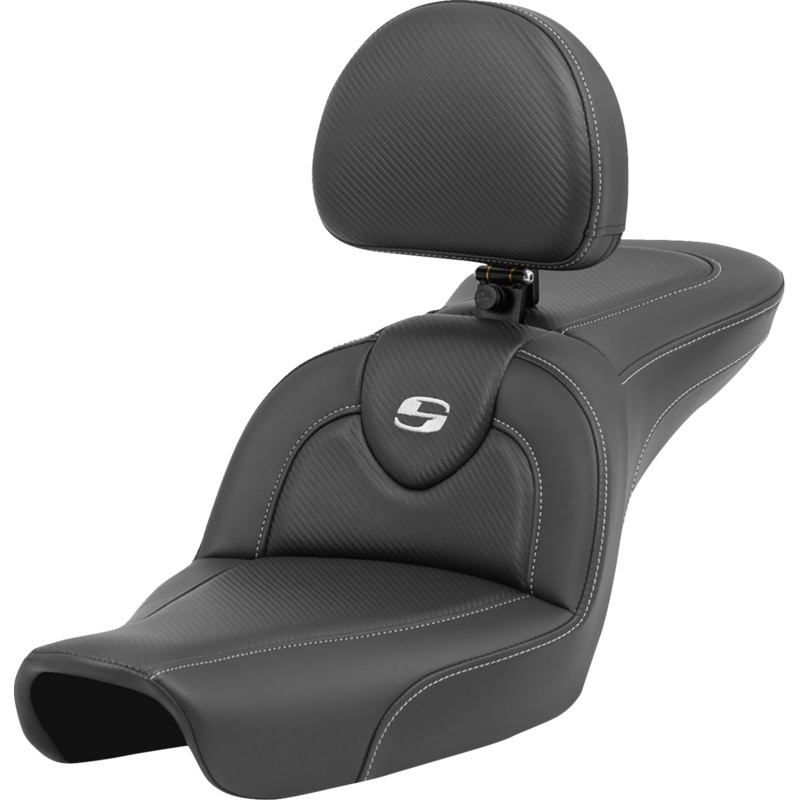 SADDLEMEN Roadsofa* Carbon Fiber Seat – Carbon Fiber – with Backrest – FXD ’96-’03 896-04-185BR