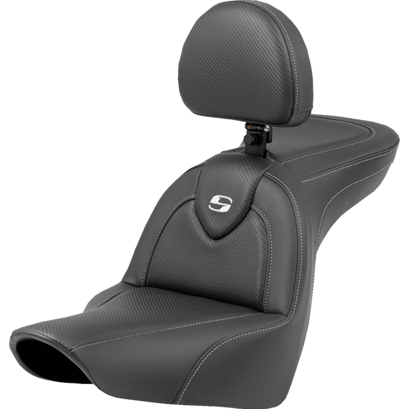 SADDLEMEN Roadsofa* Carbon Fiber Seat – Carbon Fiber – with Backrest – FXLR/FLSB ’18-’23 818-29-185BR