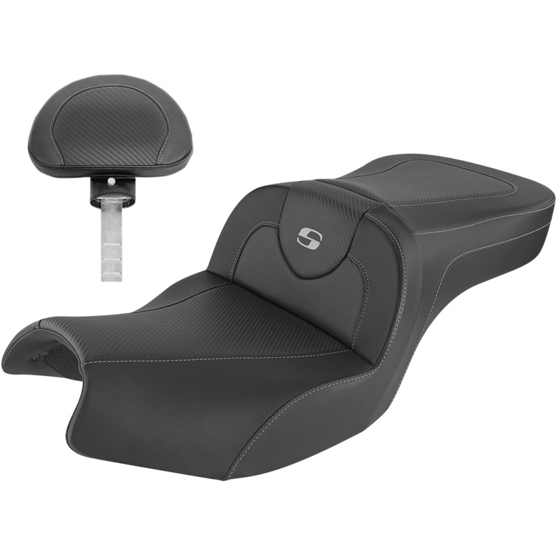 SADDLEMEN Roadsofa* Seat – Carbon Fiber – Includes Backrest – Black – Indian I20-06-185BR
