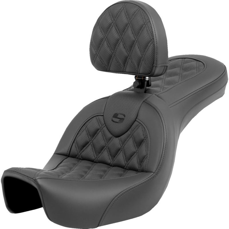 SADDLEMEN Roadsofa* Seat – Lattice Stitch – with Backrest – FXD ’06-’17 806-04-182BR