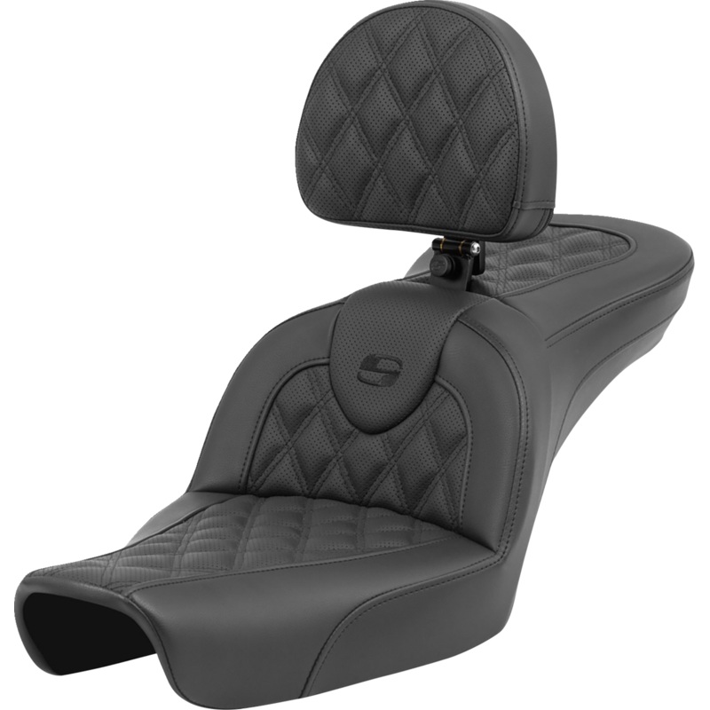 SADDLEMEN Roadsofa* Seat – Lattice Stitch – with Backrest – FXD ’96-’03 896-04-182BR