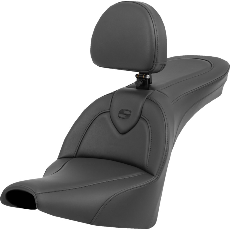 SADDLEMEN Roadsofa* Seat – with Backrest – Black/Black Stitching – FXBB/FXST ’18-’23 818-30-187BR