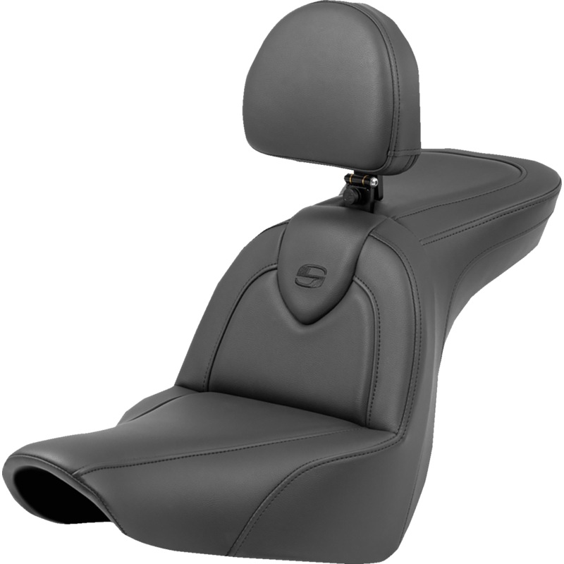 SADDLEMEN Roadsofa* Seat – with Backrest – Black/Black Stitching – FXLR/FLSB ’18-’23 818-29-187BR