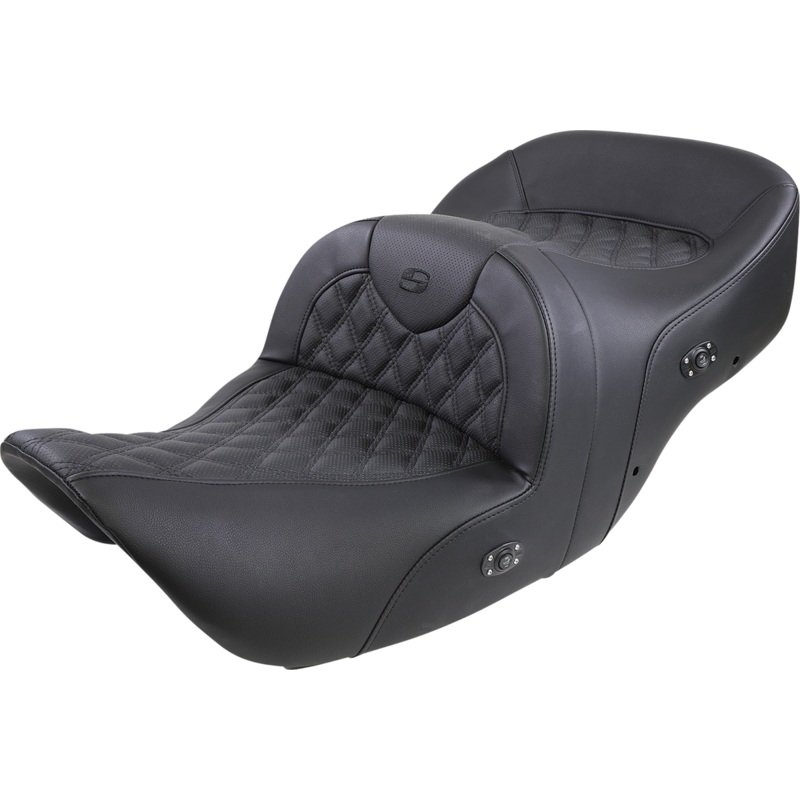 SADDLEMEN Roadsofa* Seat – Without Backrest – Full Lattice Stitch – Black – Heated – GL H01-07-182HCT