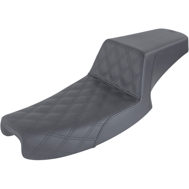 SADDLEMEN Step-Up Seat – Front Lattice Stitch – Black – Dyna 891-04-172