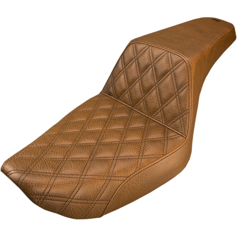 SADDLEMEN Step-Up Seat – Front Lattice Stitch – Brown – Dyna 891-04-172BR