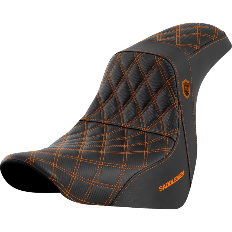 SADDLEMEN Pro Series SDC Performance Seat – without Backrest – Orange Stitch – FL/FX ’18-’20 SC81829ORA