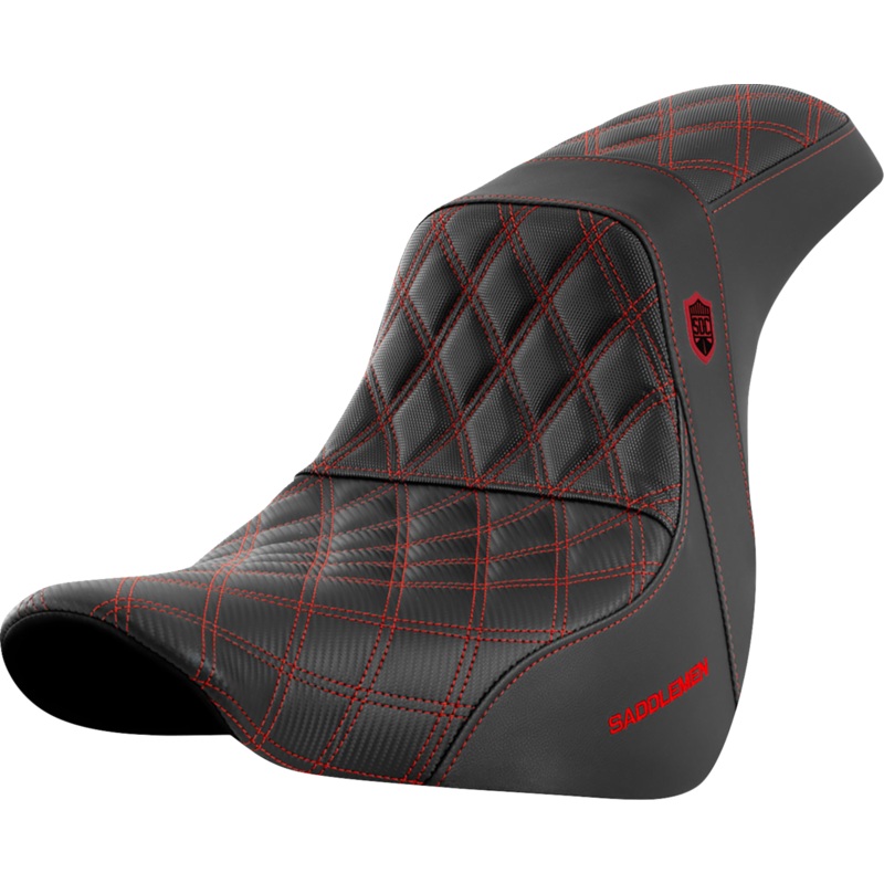 SADDLEMEN Pro Series SDC Performance Seat – without Backrest – Red Stitch – FL/FX ’18-’20 SC81829RED
