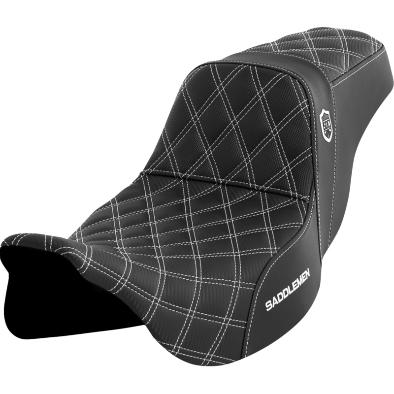 SADDLEMEN Pro Series SDC Performance Seat – without Backrest – White Stitch – FLH/FLT ’08-’23 SC80807WHI
