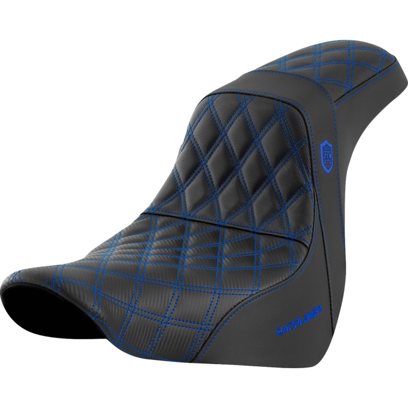 SADDLEMEN Pro Series SDC Performance Seat – without Backrest – Blue Stitch – FL/FX ’18-’20 SC81829BLU