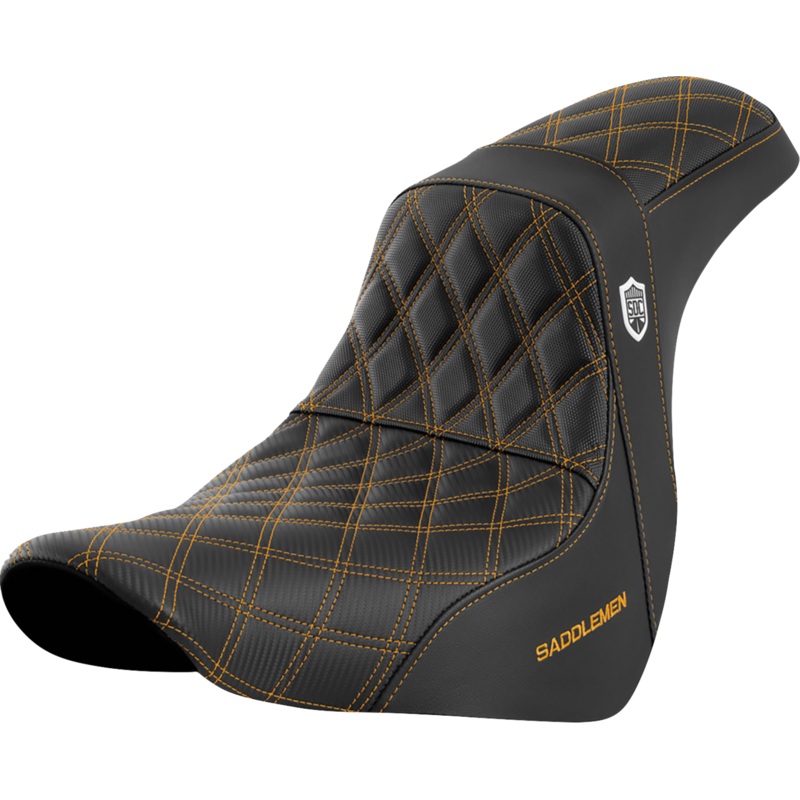 SADDLEMEN Pro Series SDC Performance Seat – without Backrest – Gold Stitch – FL/FX ’18-’20 SC81829GOL