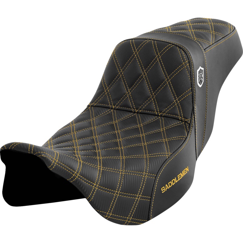 SADDLEMEN Pro Series SDC Performance Seat – without Backrest – Gold Stitch – FLH/FLT ’08-’23 SC80807GOL