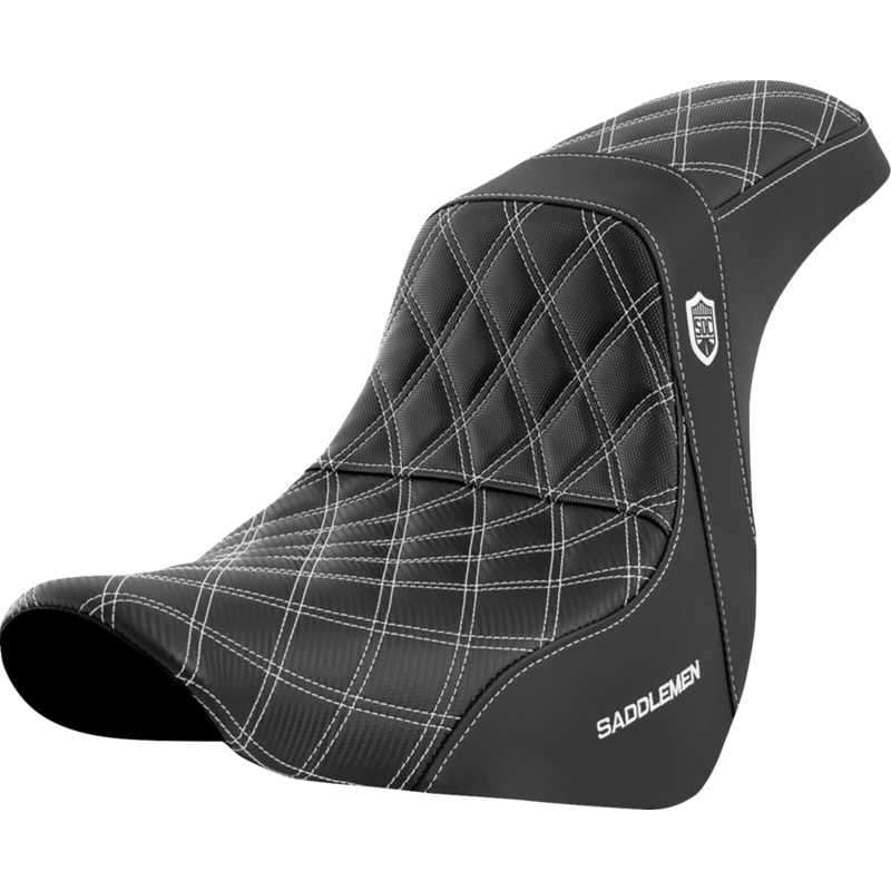 SADDLEMEN Pro Series SDC Performance Seat – without Backrest – White Stitch – FL/FX ’18-’20 SC81829WHI
