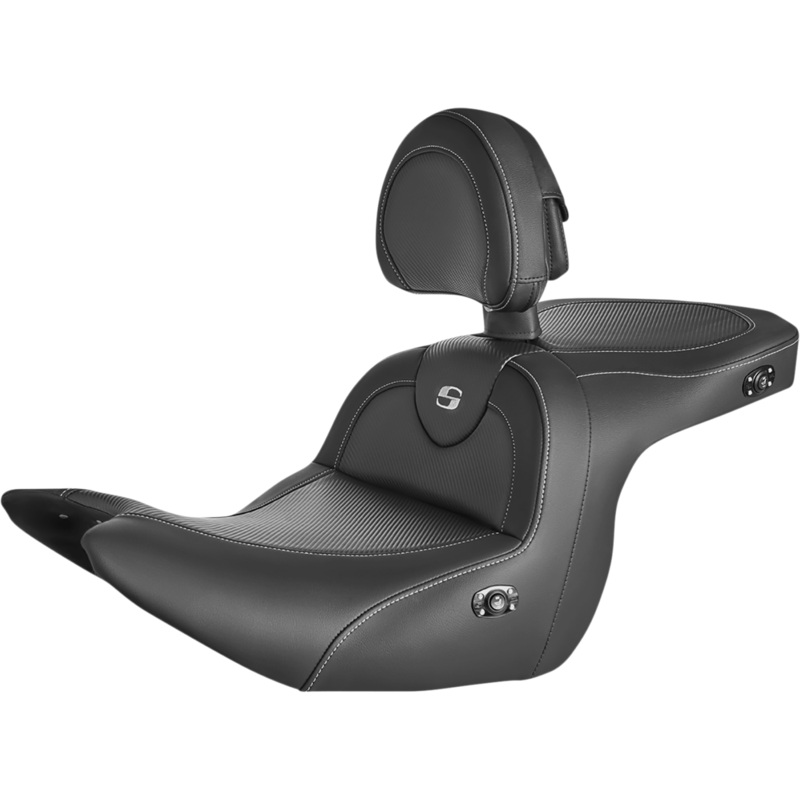 SADDLEMEN Roadsofa* Carbon Fiber Heated Seat – Black – with Backrest – GL1800 ’18-’23 H18-07-185BRHCT