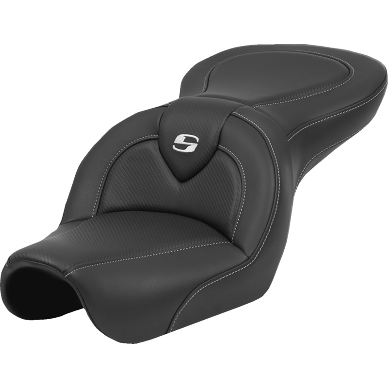 SADDLEMEN Roadsofa* Seat – Carbon Fiber – Black Stitch – without Backrest – FL ’04-’05 804-04-185