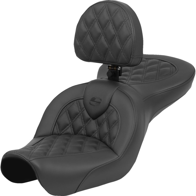 SADDLEMEN Roadsofa* Seat – Lattice Stitch – with Backrest – FXD ’04-’05 804-04-182BR