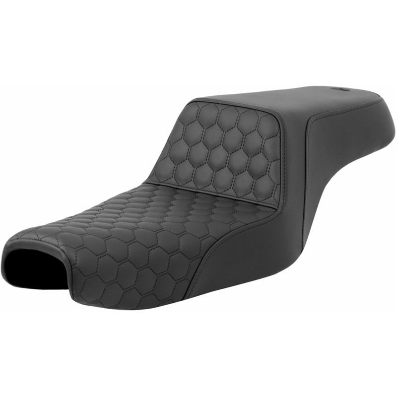 SADDLEMEN Step-Up Seat – Honeycomb – Black Stitching – Sportster ’04-’21 807-11-177