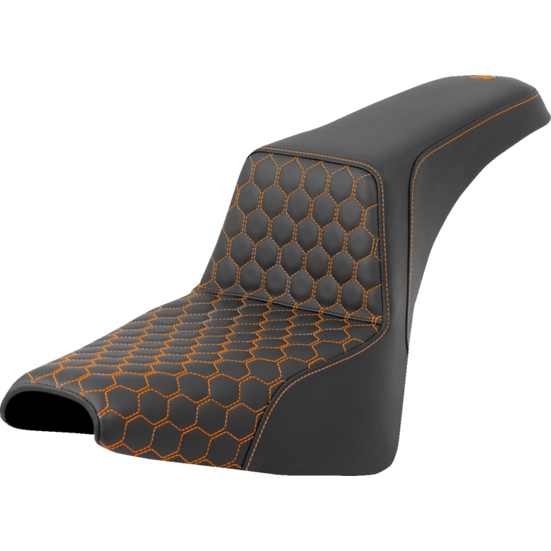 SADDLEMEN Step-Up Seat – Honeycomb – Orange Stitching – FXBB/FXST ’18-’23 A818-30-177ORA