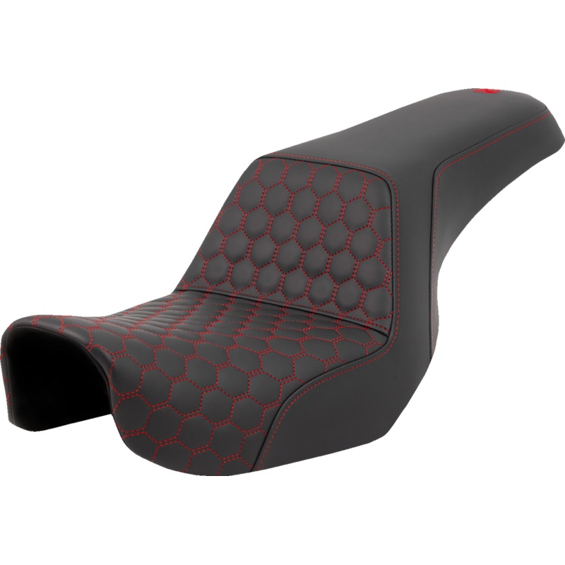 SADDLEMEN Step-Up Seat – Honeycomb – Red Stitching – Dyna ’06-’17 A806-04-177RED