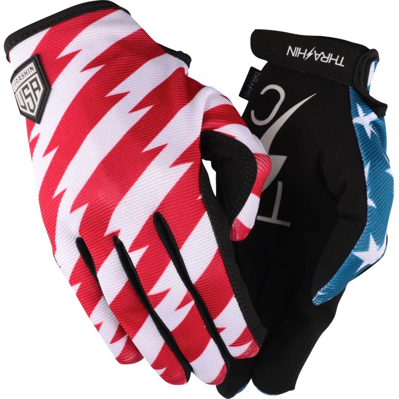 THRASHIN SUPPLY CO. Stars & Bolts Stealth Gloves – Red/Blue – Medium SV1-12-09