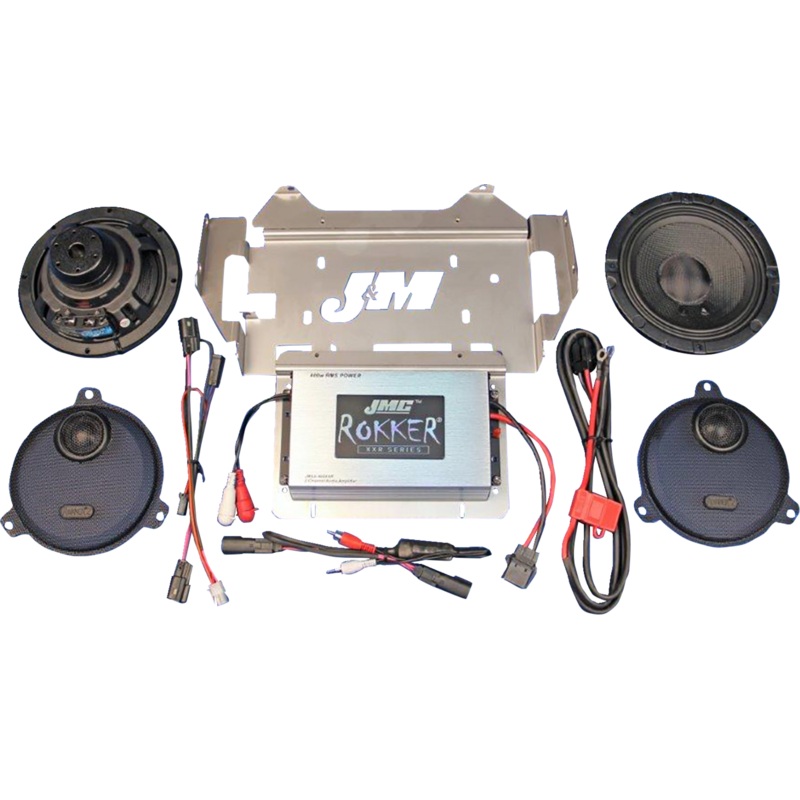 J & M 400 W 2-Channel Amplifier/Speaker Kit – ’14-’23 FLHX/FLHTK/FLHCUTG RKT6-400HC14