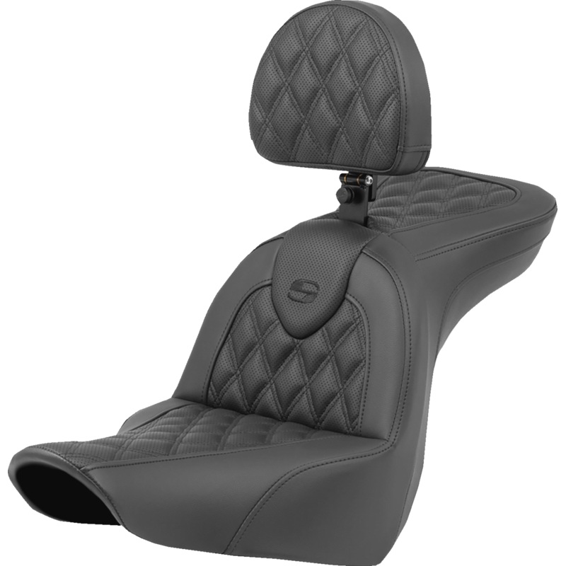 SADDLEMEN Roadsofa* Seat – Lattice Stitch – with Backrest – FXLR/FLSB ’18-’23 818-29-182BR