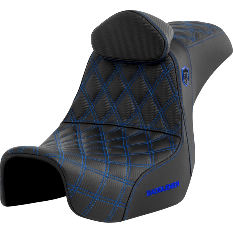 SADDLEMEN Pro Series SDC Performance Seat – with Backrest – Blue Stitch – Dyna ’06-’17 SC80604BLURT