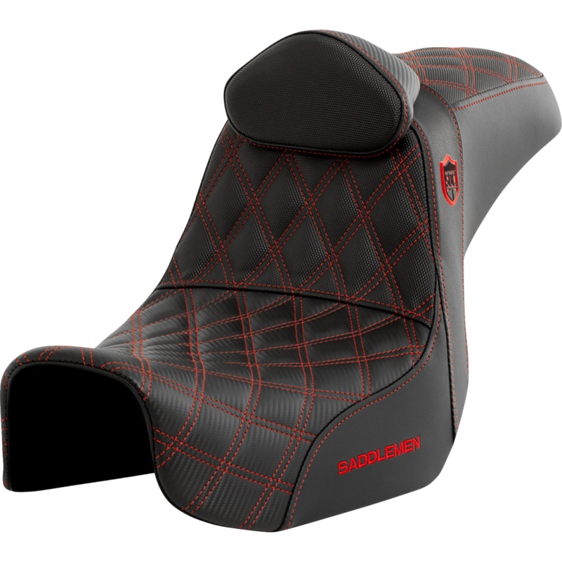 SADDLEMEN Pro Series SDC Performance Seat – with Backrest – Red Stitch – Dyna ’06-’17 SC80604REDRT