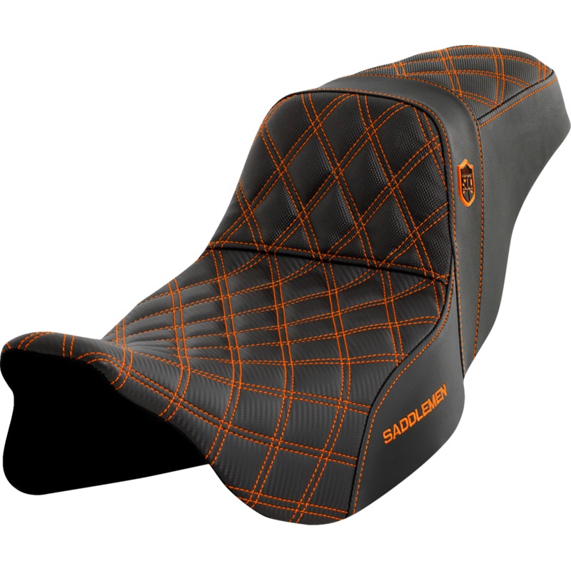 SADDLEMEN Pro Series SDC Performance Seat – without Backrest – Orange Stitch – FLH/FLT ’08-’23 SC80807ORA