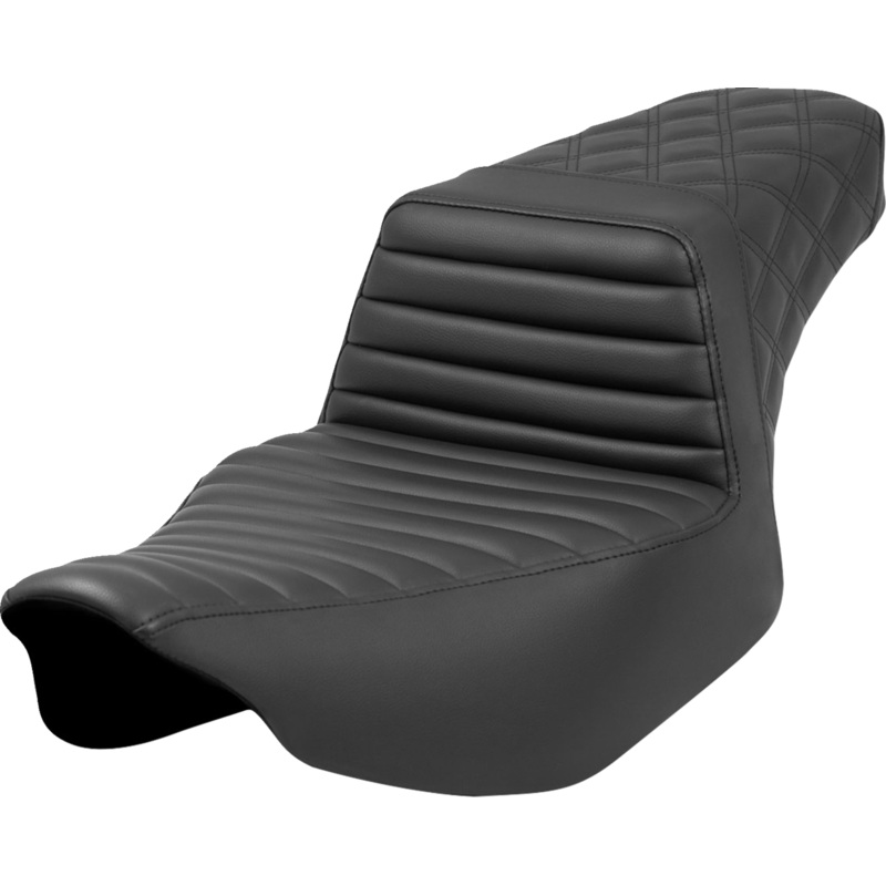 SADDLEMEN Step-Up Seat – Front Tuck-n’-Roll/Rear Lattice Stitch – Black – Road Glide/Street Glide 823-07-176
