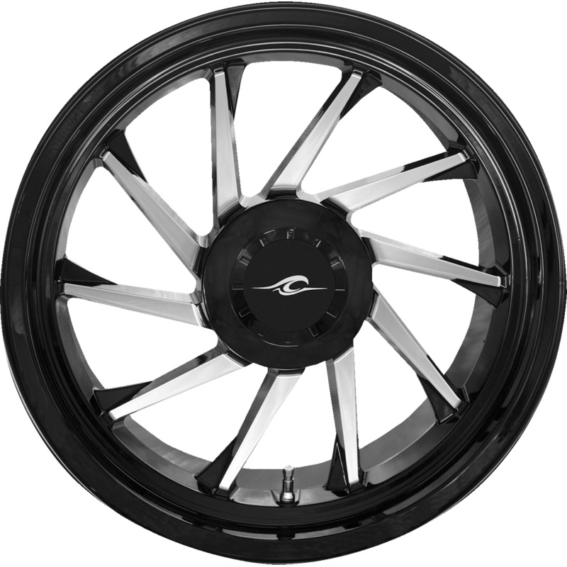 COASTAL MOTO Wheel – Hurricane 3D – Rear Left – Black/Chrome – 18 – Trike 3D-HURL-187T-BC