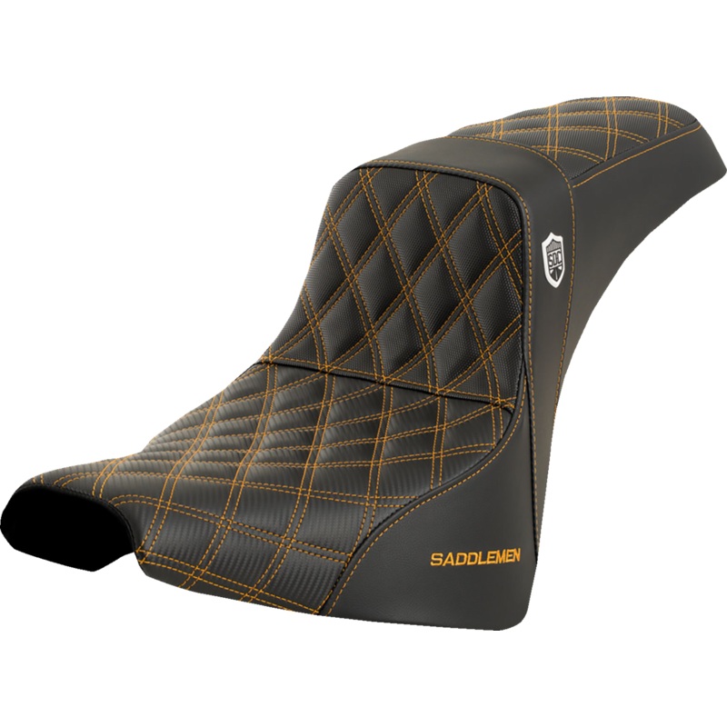 SADDLEMEN Pro Series SDC Performance Seat – without Backrest – Gold Stitch – FXBB/FXST ’18-’23 SC81830GOL