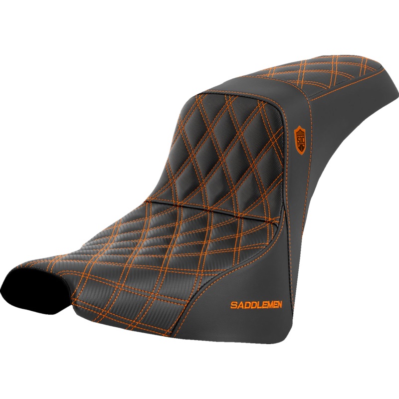 SADDLEMEN Pro Series SDC Performance Seat – without Backrest – Orange Stitch – FXBB/FXST ’18-’23 SC81830ORA