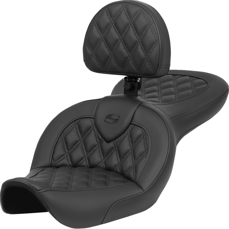 SADDLEMEN Roadsofa* Seat – with Backrest – Lattice Stitch – FXDWG ’96-’23 896-05-182BR