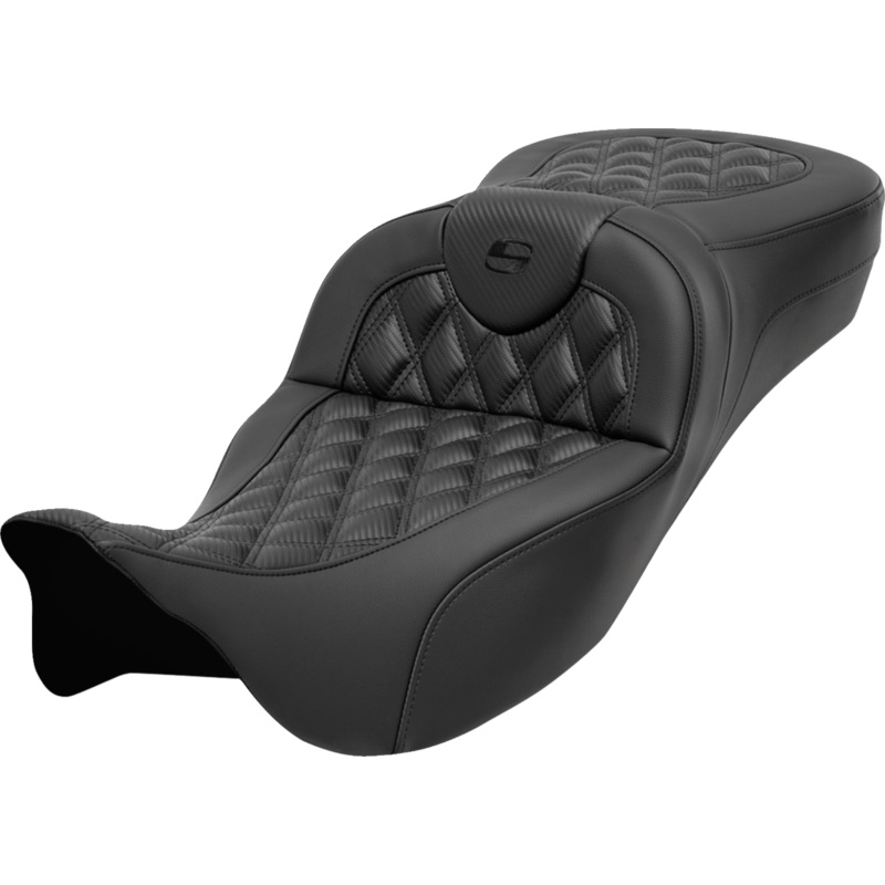 SADDLEMEN Roadsofa* Seat – without Backrest – Lattice Stitch – Carbon Fiber – FL’ 08-’23 808-07CF-184