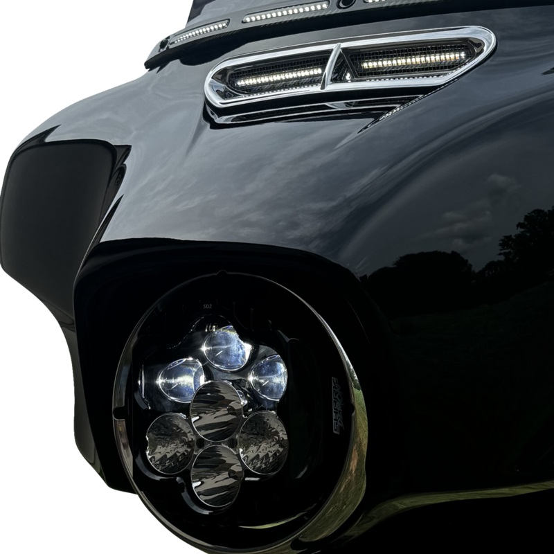 CUSTOM DYNAMICS LED Headlight – Shark Demon* – Harley Davidson SD2-BW-W